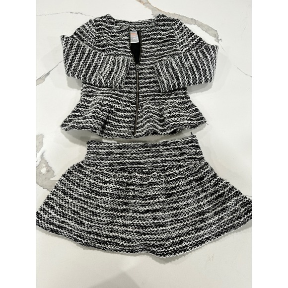 Gymboree Tweed Skirt Set Girls XS (4) Black White Jacket Peplum Party - Picture 1 of 3